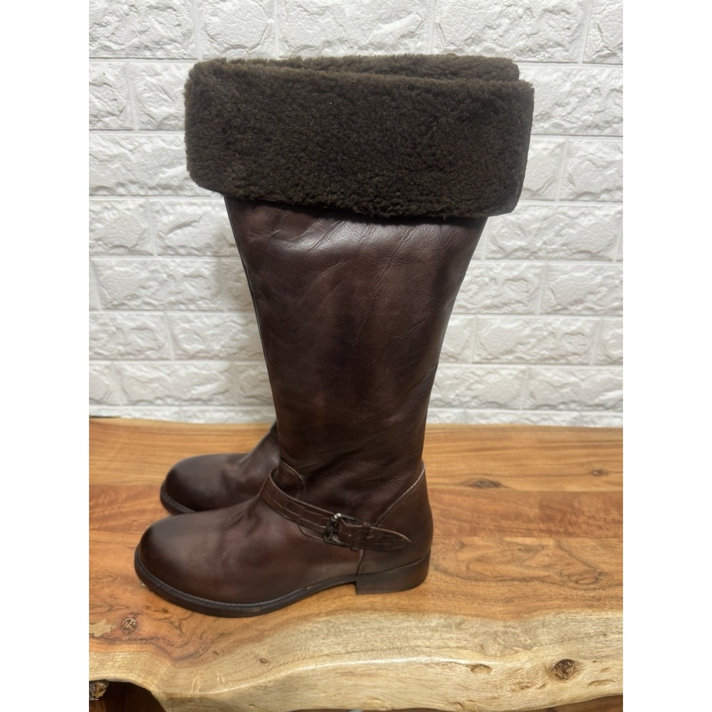 Vintage Foundry Co VFL-226 Brown Leather Shearling Riding Boots Women's 9 - Picture 4 of 10